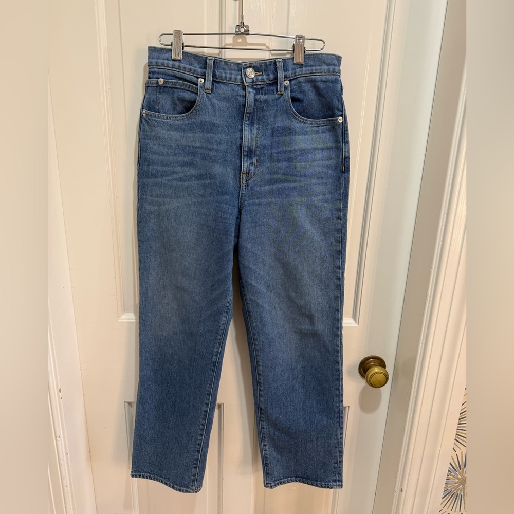 SLVRLAKE London Crop Straight Leg Jeans in Riverside Wash